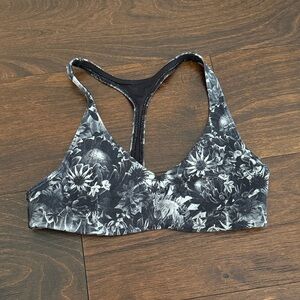 Lululemon Athletica Black and Gray Floral Sports Bra
